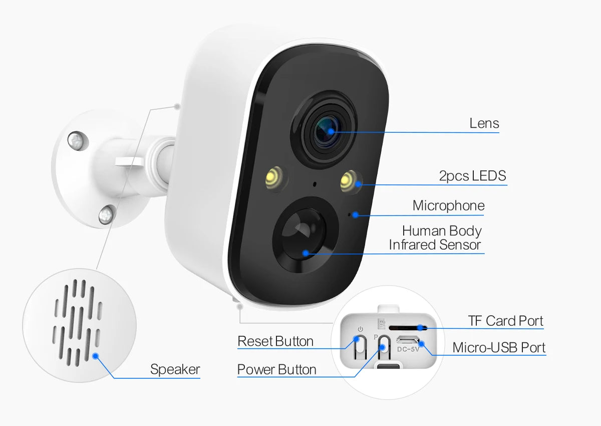 Techage Tuya 3MP Wireless Sloar Battery IP Camera Outdoor Security WiFi PIR Camera Two Way Audio Human Detection Support Alex