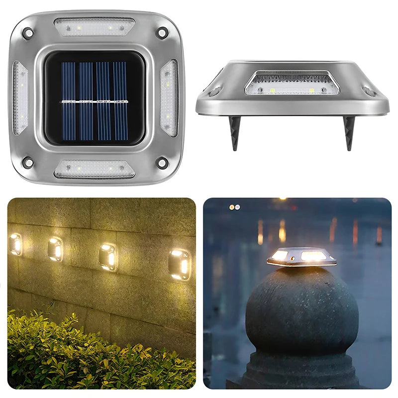 Solar Driveway Lights Garden Lights IP65 Waterproof LED Solar Wall Lights Buried Lights Outdoor Warning Step Lights