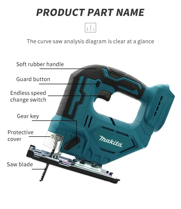 Original Makita DJV184Z Brushless Jig Saw Cordless LXT 18V Lithium Top Handle 340W Electric Saw   Power Tools Wood DJV182Z