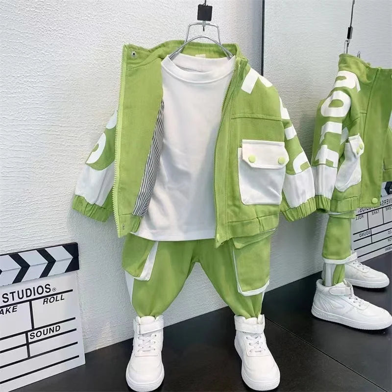 Boys Clothing Set Jacket Suit Spring and Autumn Clothing Children's Sportswear Set Boys' Baby Coat Pants Two-piece Set 2024 New