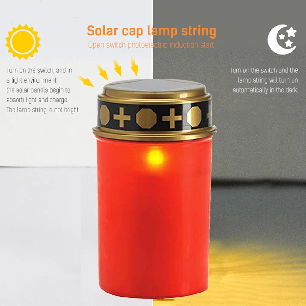 Grave Candle For Cemetery Waterproof Solar Electronic LED Candle Light Flameless Tea Light Outdoor Solar Lawn Lamps