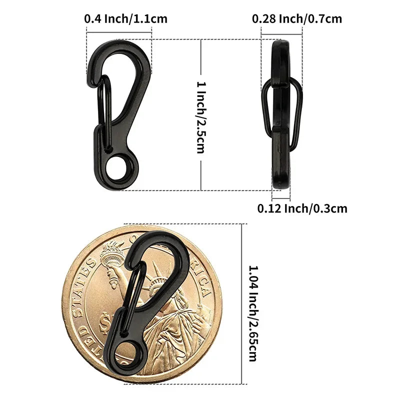 10Pcs/lot Mini Carabiner Paracord Tactical Gear Hooks Key Chain Camping EDC Survival Climbing SF Spring Backpack Clasps Keychain