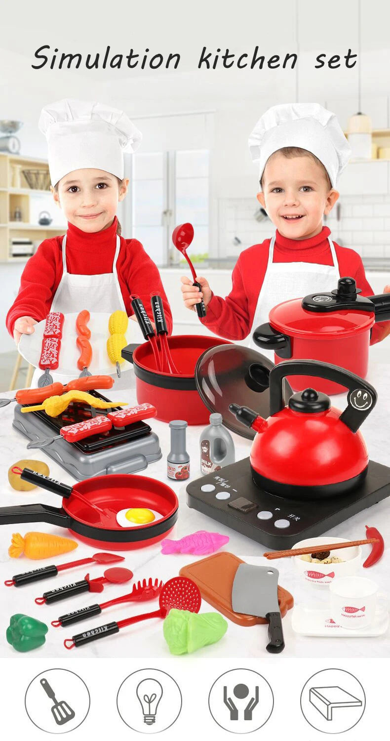 Kitchen Toys Set For Kids Girl Cooking Baby Cutting Fruit Cooking Kitchen Utensils Children's Simulation Education Pretend Play