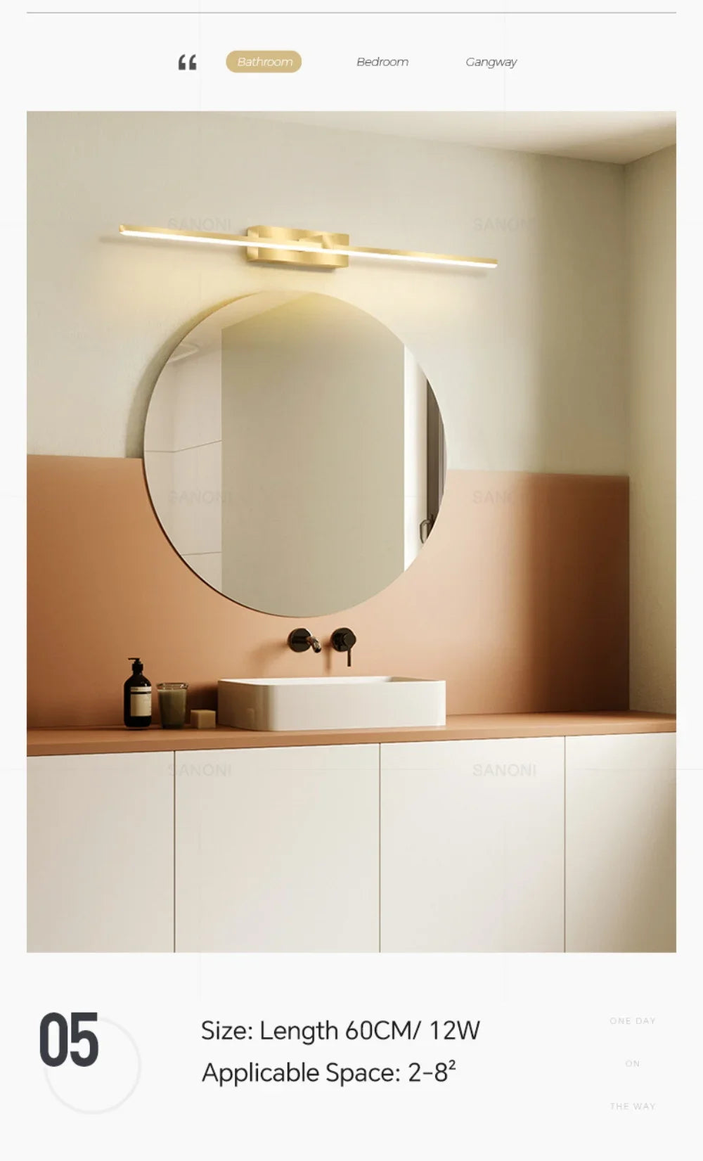 Modern LED Wall Lamp Bathroom Hardwares Golden Bathroom Mirror Lamp For Bedroom Living Room Wall Sconce Bath Mirror Line Lamp