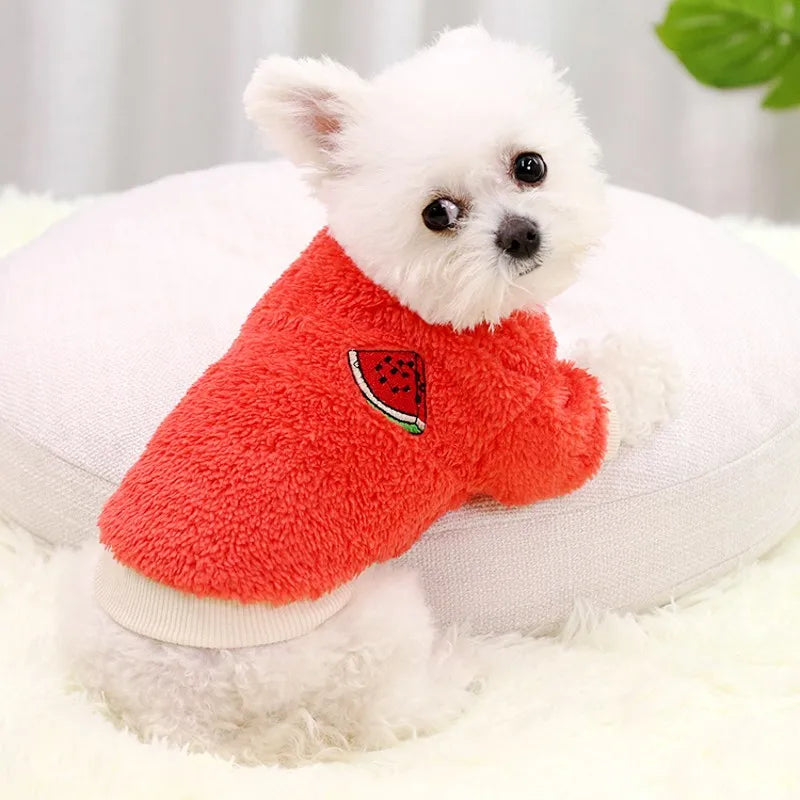 Cute Fruit Print Dog Hoodies Warm Pet Dog Clothes Luxury Puppy Coat Jacket Winter Cat Pullover Chihuahua French Bulldog Clothes