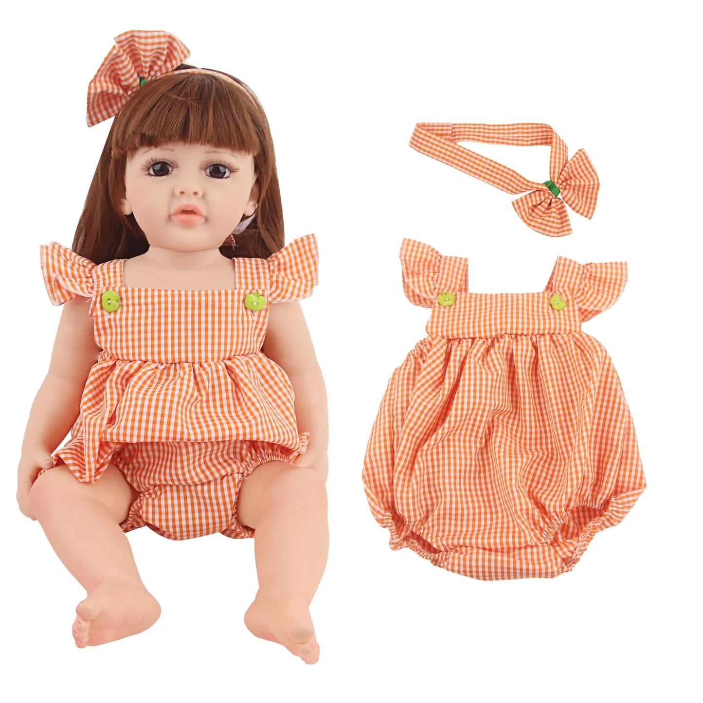 55CM 22 Inches Baby Reborn Girl Doll Full Body Soft Silicone Cute Newborn Dolls With Shoes,Clothes Girl's Best Gift Festival Toy