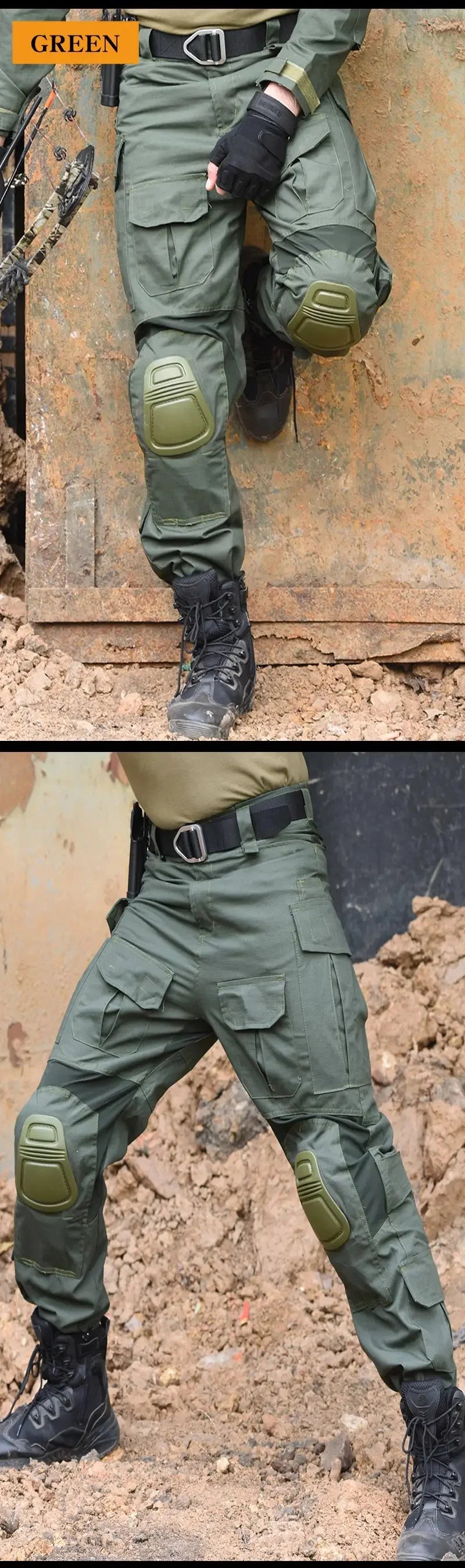 G3 Combat Pants with Pads Elastic Military Pant Tactical Gear Army Camo Outdoor Tactic Airsoft Cargo Casual Work Trouser