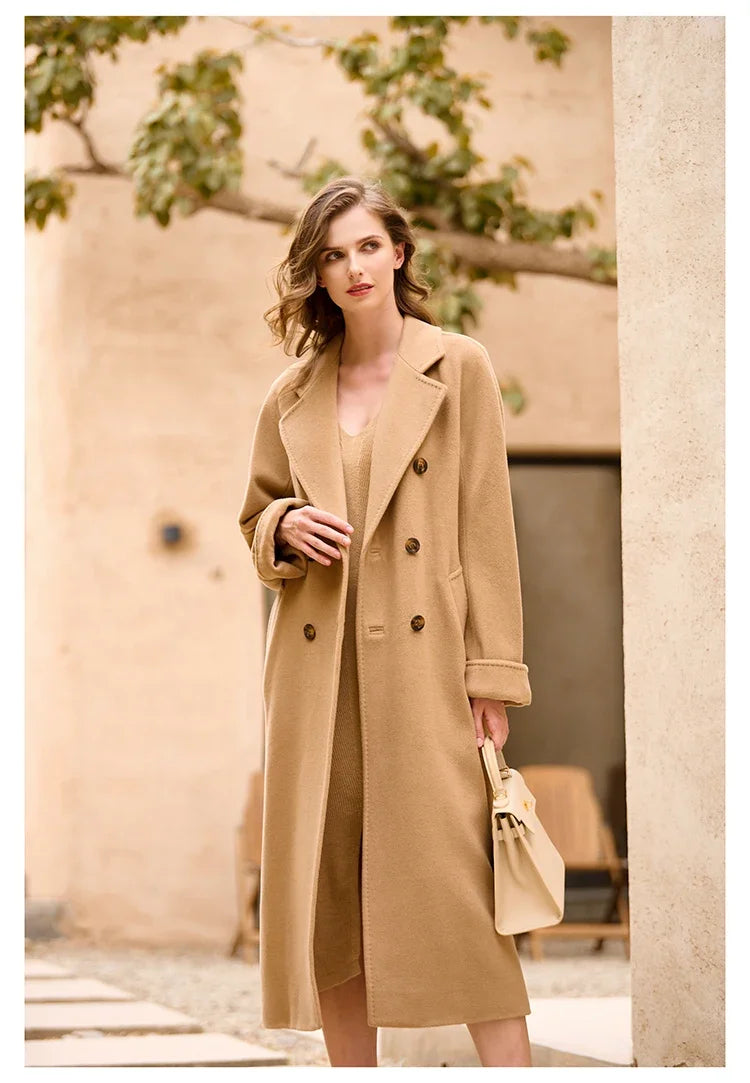 Women's Coat Double-sided 10% Cashmere 90% Wool Women's Long Coat Jacket, 2024 Winter New Long Cashmere Coat Women