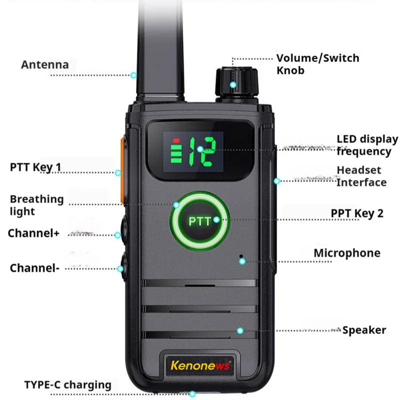 2024 Portable Walkie Talkie Rechargeable  Long Range Two Way Ham Radio Amateur Coumunicator for Outdoor Climbing Hunting Trip