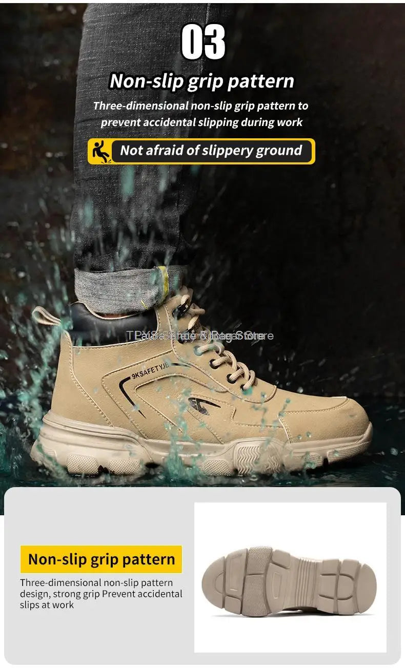 2023 New Men's Safety Shoes Winter Safety Boots Man Anti Smash Puncture Proof Safety Work Shoes Men Waterproof Warm Shoes Men