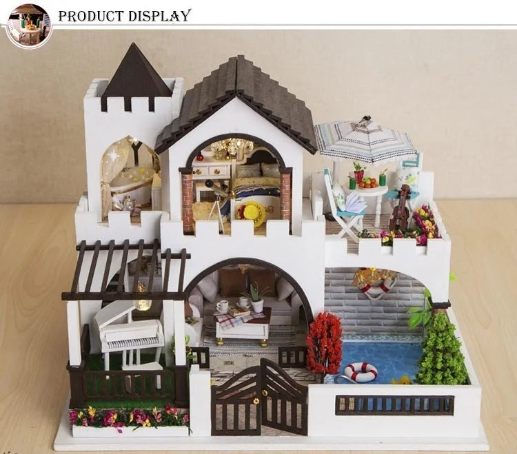 DIY Dollhouse Wooden doll Houses Miniature Doll House Furniture Kit Casa Music Led Toys for Children Birthday Gift