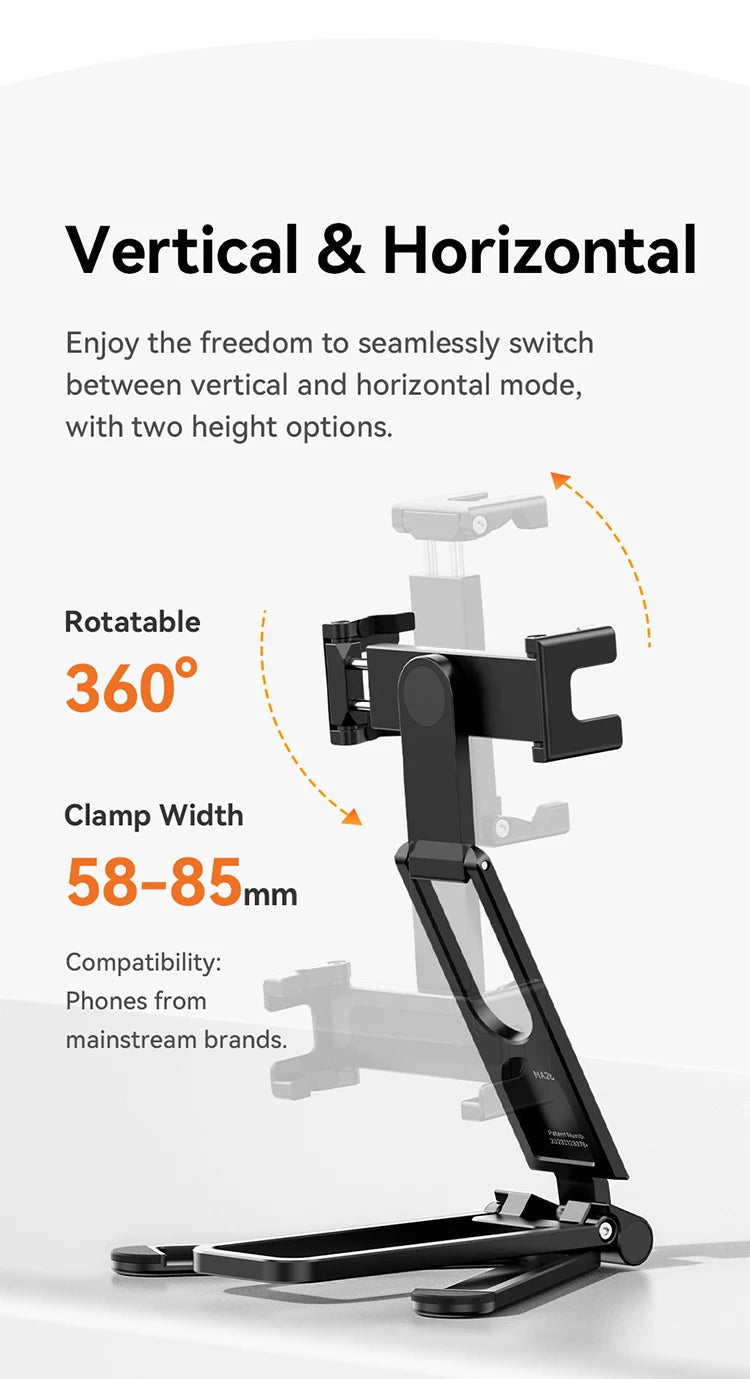 ULANZI MA26 Foldable Phone Tripod -Pocket Cell Phone Vlog Video Tripod Aluminium Desk Stand 2 Cold Shoe Selfie Stick for iPhone