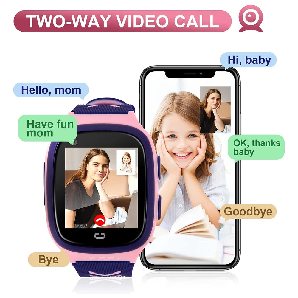 4G Kids Smart Watch Video Call Phone Watch Waterproof Monitor GPS SOS SIM Location Monitor Children Boy Girl Smartwatch Gifts