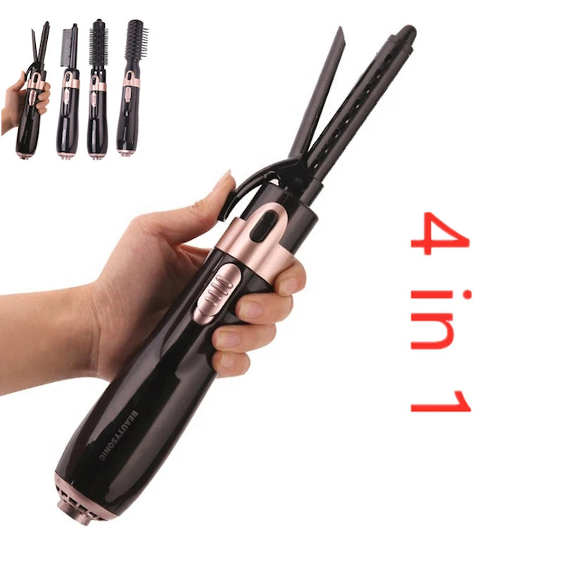 Portable electric hot air comb 4-in-1 hot air comb one-step hair dryer and curling iron fast straightener Hot air comb