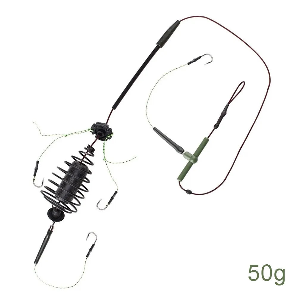 Eco-Friendlys Carp Fishing Gear 50cm High-Carbon Steel Bait Cage Feeder Set With Line Hook & Sinker 30-80g Weights Fishing Part