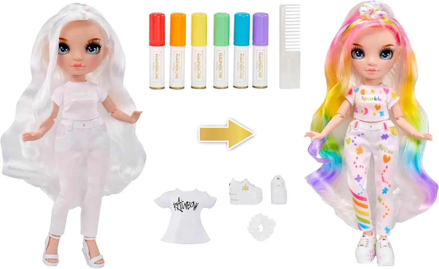 Rainbow High Color & Create Fashion DIY Doll with Washable Rainbow Markers Fashion Dressup Dolls Accessories Girls Toys Gift