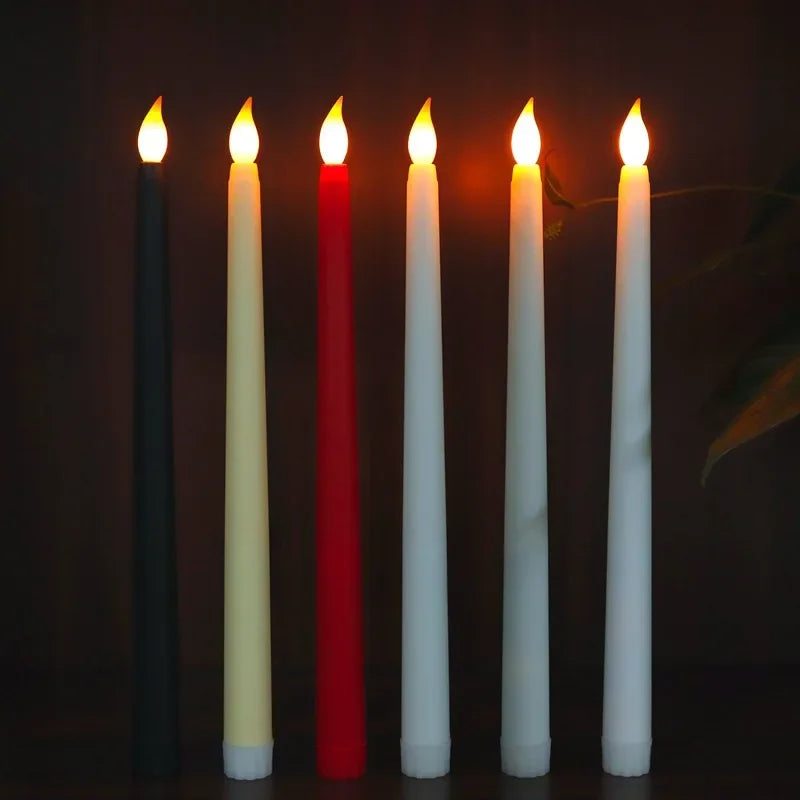 4/1PCS Long Christmas LED Candle Flameless Pointed Candle Light Battery Powered Church Flickering Candle Light Home Decoration