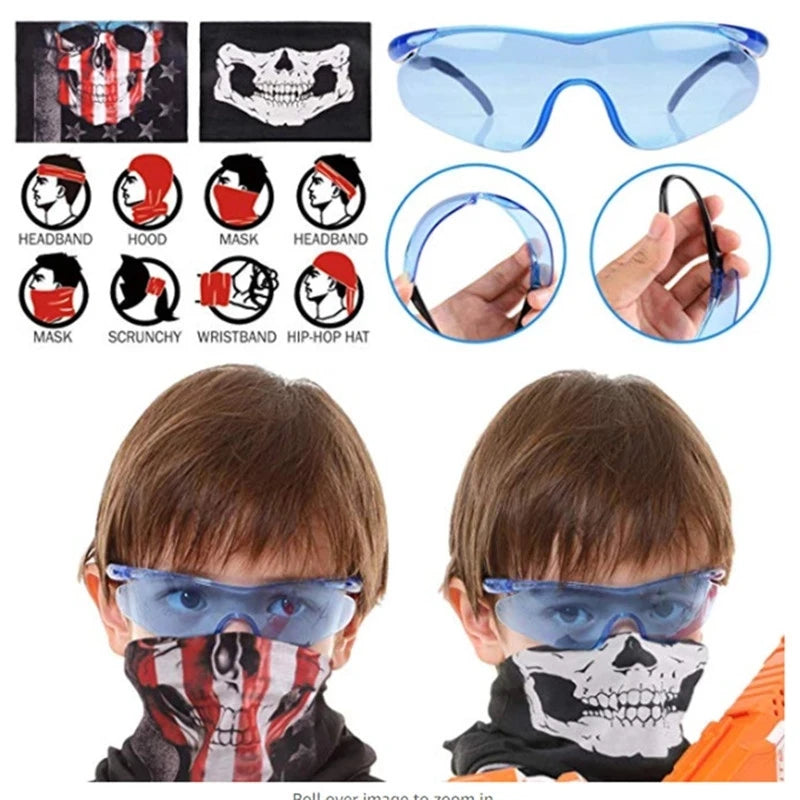 Kids Tactical Vest Kit for Nerf Guns N-Strike Elite Series with Refill Darts Dart Pouch, Reload Clip Tactical Mask Wrist Band