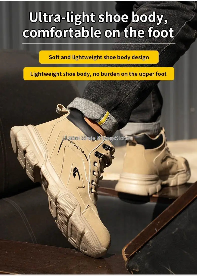 2023 New Men's Safety Shoes Winter Safety Boots Man Anti Smash Puncture Proof Safety Work Shoes Men Waterproof Warm Shoes Men