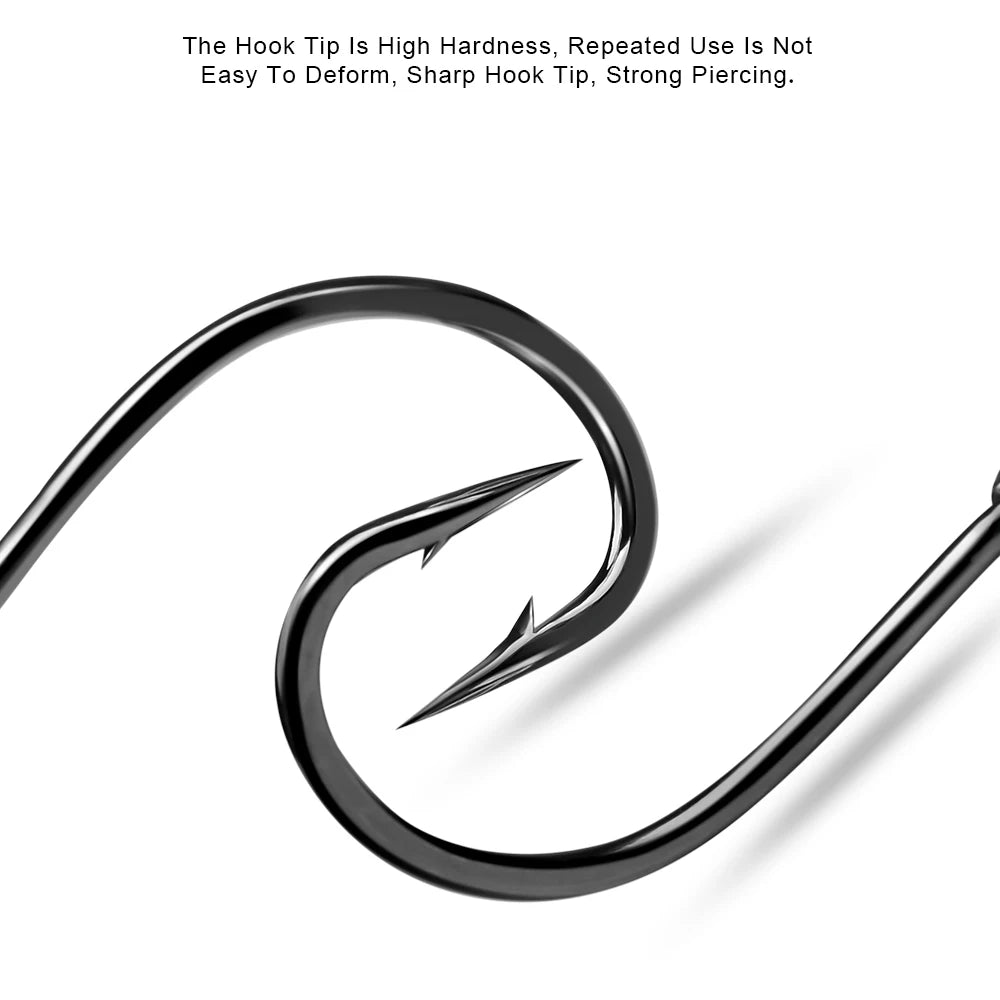 PROBEROS 100Pcs/lot High Carbon Steel Black Lure Hook 1/2/4/8 Size With Barbs Fishhook Fishing Gear Wholesale