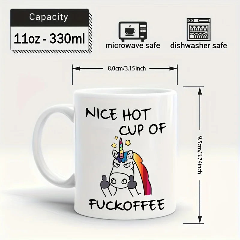 1pc 11oz Angry Unicorn Ceramic Coffee Mug Milk Tea Cup Insulated for Hot or Cold Beverages Portable Office Cup Drinkware Gift