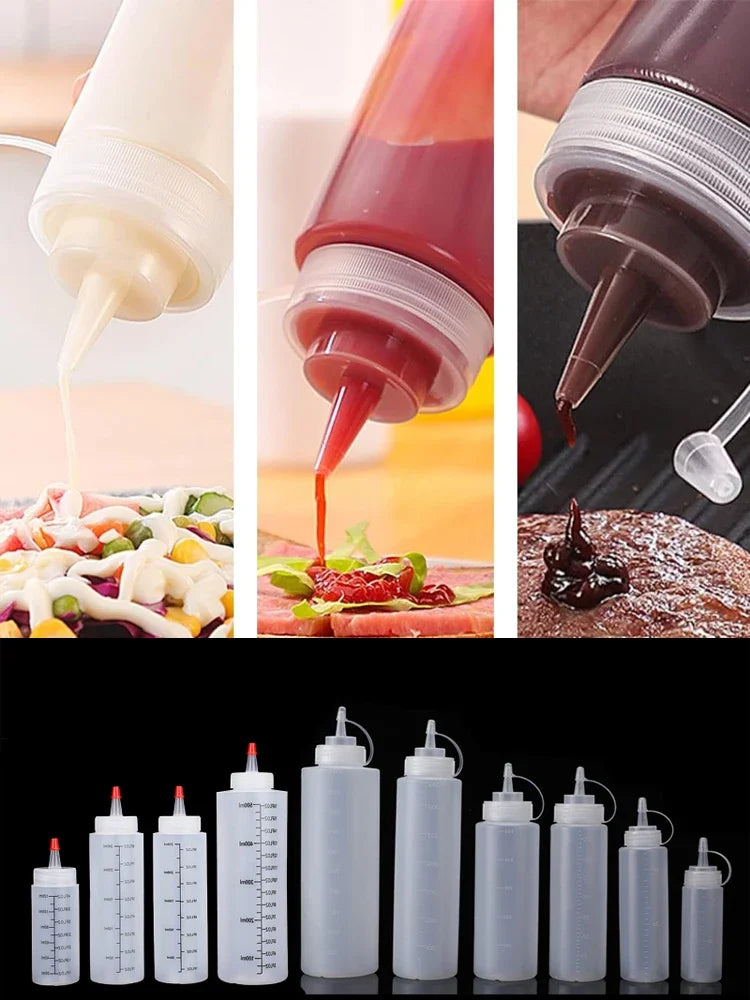 1Pcs Empty PE Plastic 120ml-1000ml Squeeze Bottles Multipurpose Condiment Squirt Bottles Containers For Sauces Ketchup BBQ Oils