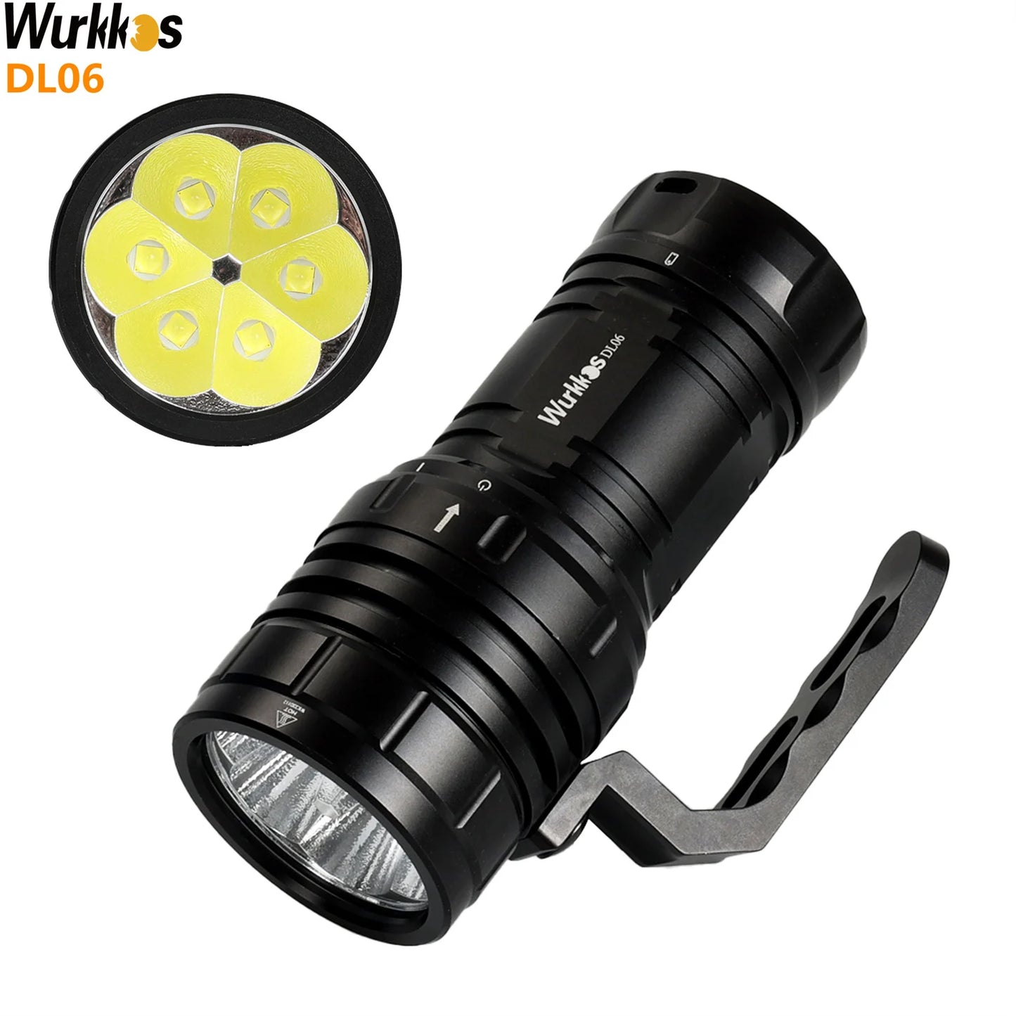 Wurkkos DL06 Professional Scuba Diving Flashlight IPX8 3*21700 Battery Super Bright 15000LM USB Reverse Charge 6 * XHP50.2