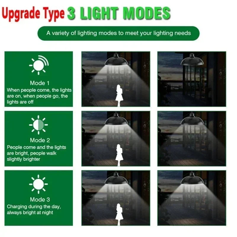 Solar Pendant Lamp Outdoor Waterproof Chandelier Light Hanging Shed LED Decorations with Remote Control for Indoor Shed Barn Roo