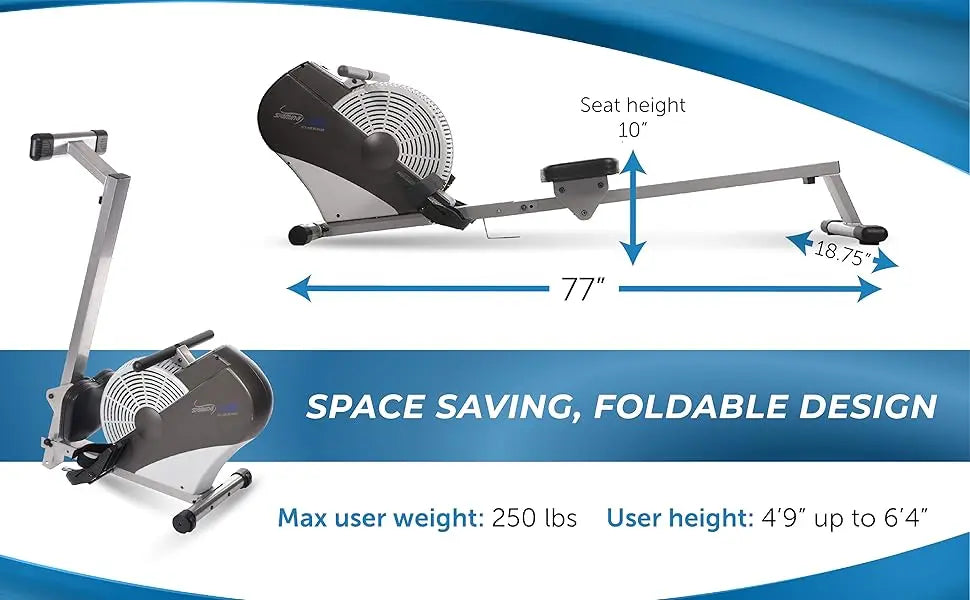 Machine with Smart Workout App - Rowing Machine with Dynamic Air Resistance for Home Gym Fitness