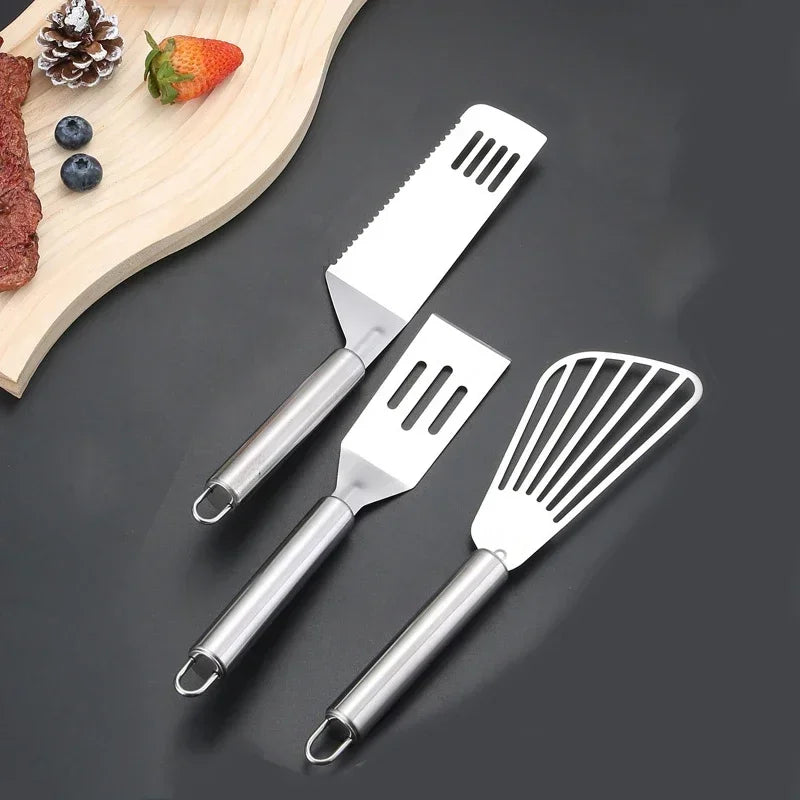 Stainless Steel Slotted Spatula Fish Flat Fish Steak Slice Frying Spatula Fish Turner Shovel Kitchen Supplies Cookware Cooking