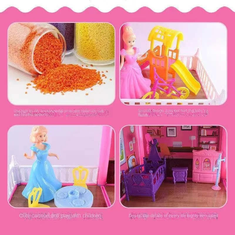 3D Princess Big Villa Handmade Diy Manual Montessori Dollhouses Assembled Children Gifts Puzzle Pretend Doll House Toys New