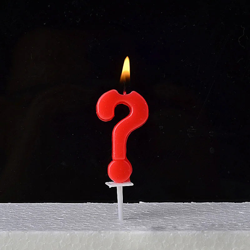 1Pc Number Candles Red Number 0-9 Question Mark Birthday Anniversary Smokeless Candles Cake Topper Decoration Party Supplies