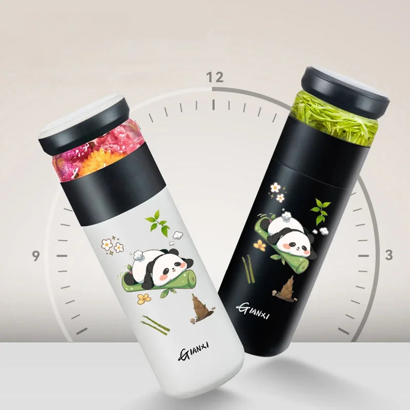 GIANXI 480ML Stainless steel Thermo Bottle Home And Kitchen Water Bottle Drinkware Portable Panda Pattern Coffee Cup With Filter