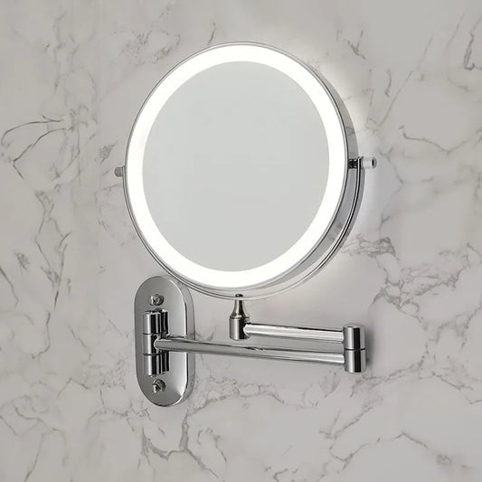 Wall Folding Makeup HD Mirror Double Side Fill Light Magnifying USB Charging Led Tricolor Dimming Bathroom Cosmetic Mirrors