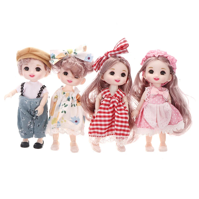 17cm Mini Doll 13 Movable Joint Doll With 3D Big Eyes DIY Toy Doll With Clothes Dress Up 1/12 Fashion Doll Children Girls Gift