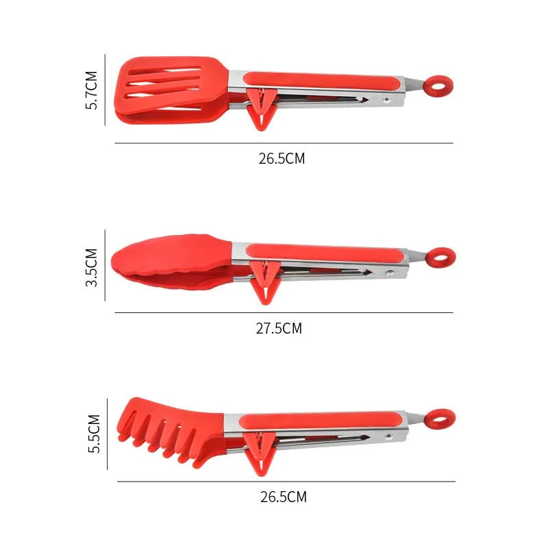 Food Tong Set Stainless Steel Kitchen Tongs Silicone Nylon Non-Slip Cooking Clip Clamp BBQ Salad Tools Grill Kitchen Accessories