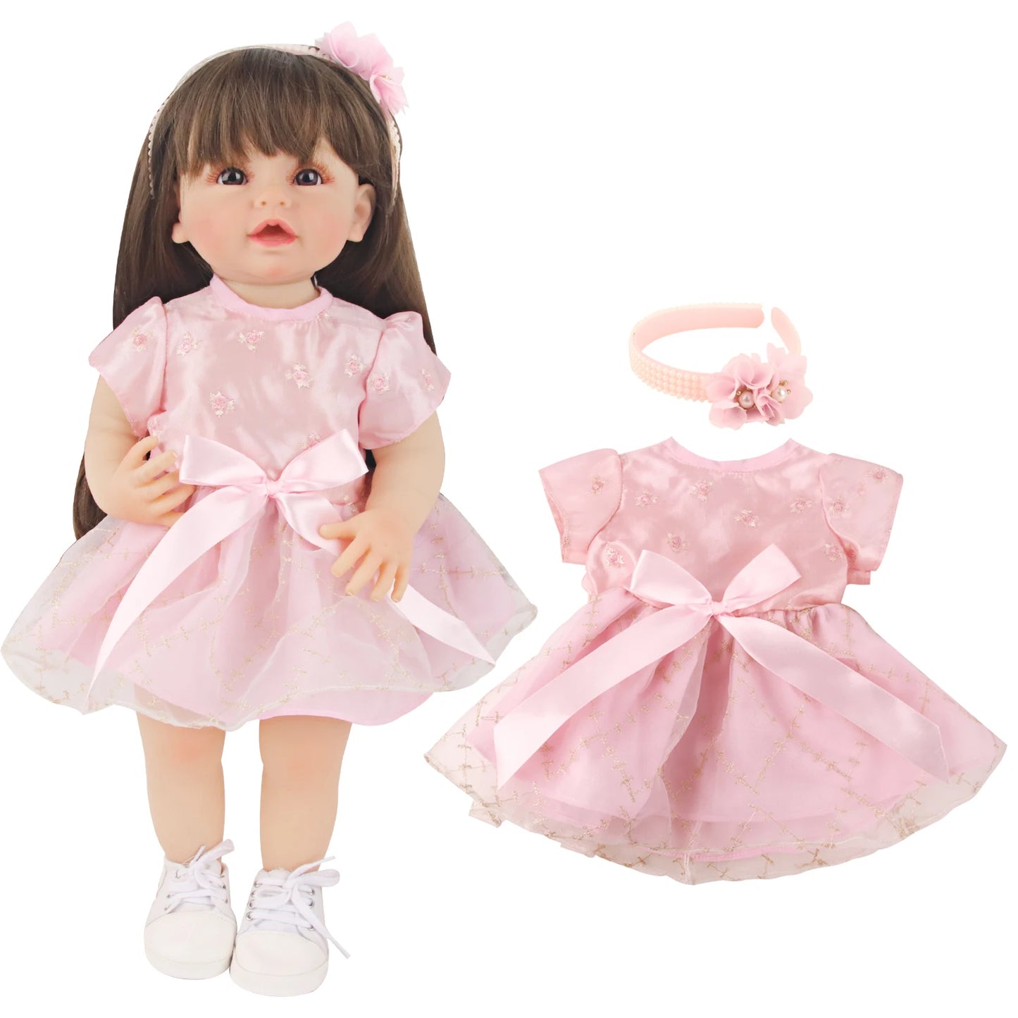 55CM 22 Inches Baby Reborn Girl Doll Full Body Soft Silicone Cute Newborn Dolls With Shoes,Clothes Girl's Best Gift Festival Toy