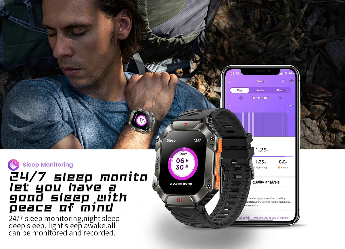 Men Smart Watch Fitness Watches Ip68 Waterproof Military Healthy Monitor AI Voice Bluetooth Call Smartwatch For Android IOS 2023