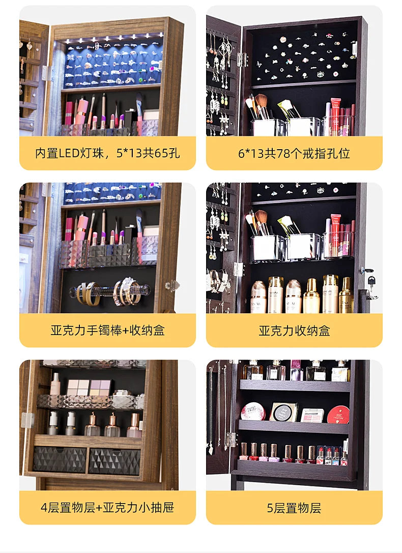 Dressing mirror, bedroom, multifunctional jewelry storage cabinet, household full body mirror, minimalist floor mirror