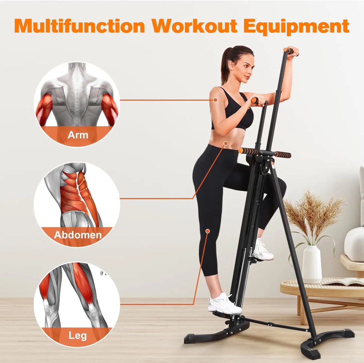 Climber Exercise Machine for Home Gym with 4 Metal Guide Rails Folding Exercise Climber Cardio Workout Machine 5-Level Heights S