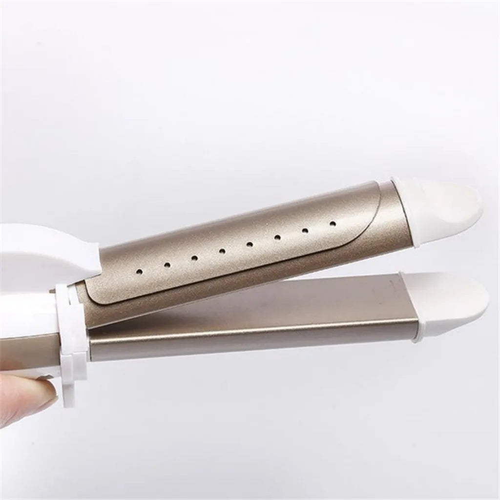 Multifunction 3 In 1 Gold Ceramic Hair Curler Hair Curling Iron Straightener Heated Roller Professional Hair Styling Tools