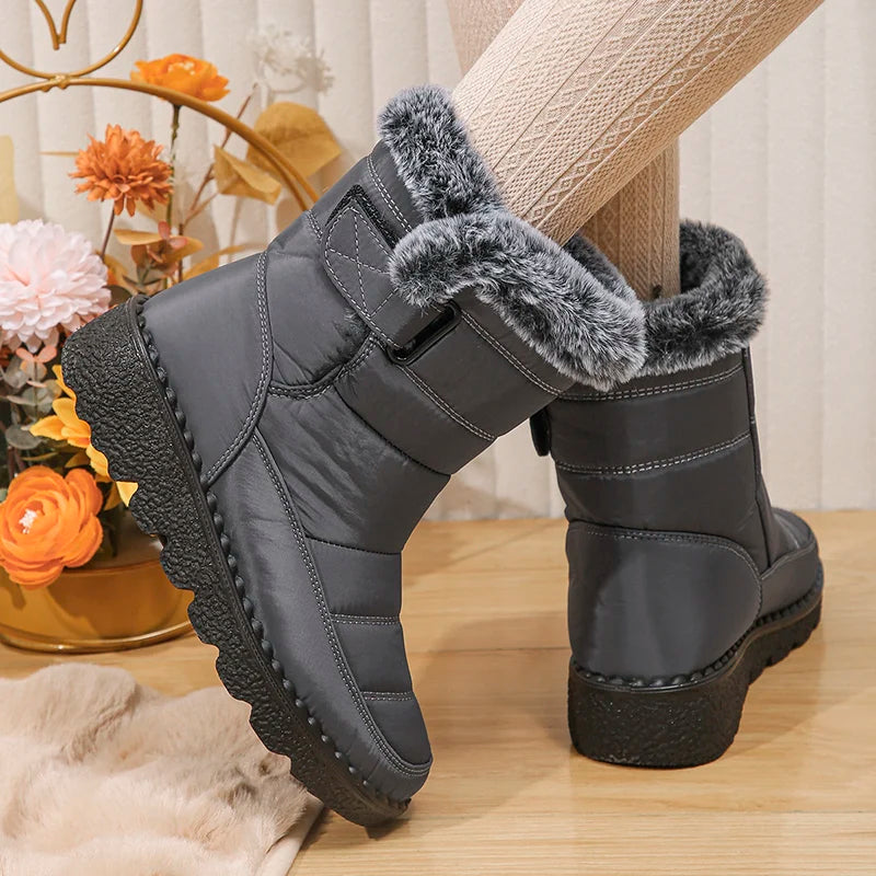 2024 Waterproof Snow Boots for Women Winter Shoes Faux Fur Plush Ankle Boots Woman Plus Size Non-Slip Warm Cotton Botas Mujer