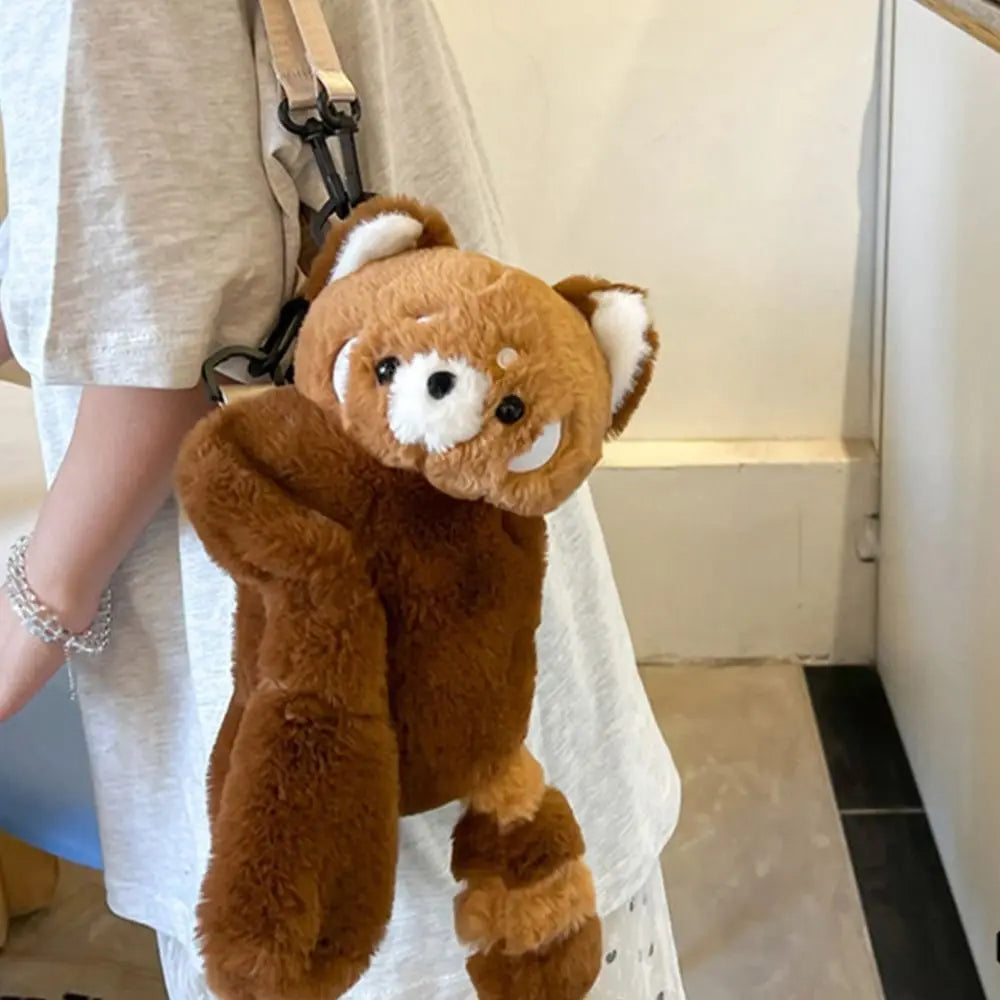 Sweet Plush Toy Raccoon Doll Crossbody Bag Doll Large Capacity Children School Bag Plush JK Lolita Animal Shoulder Bag Girls