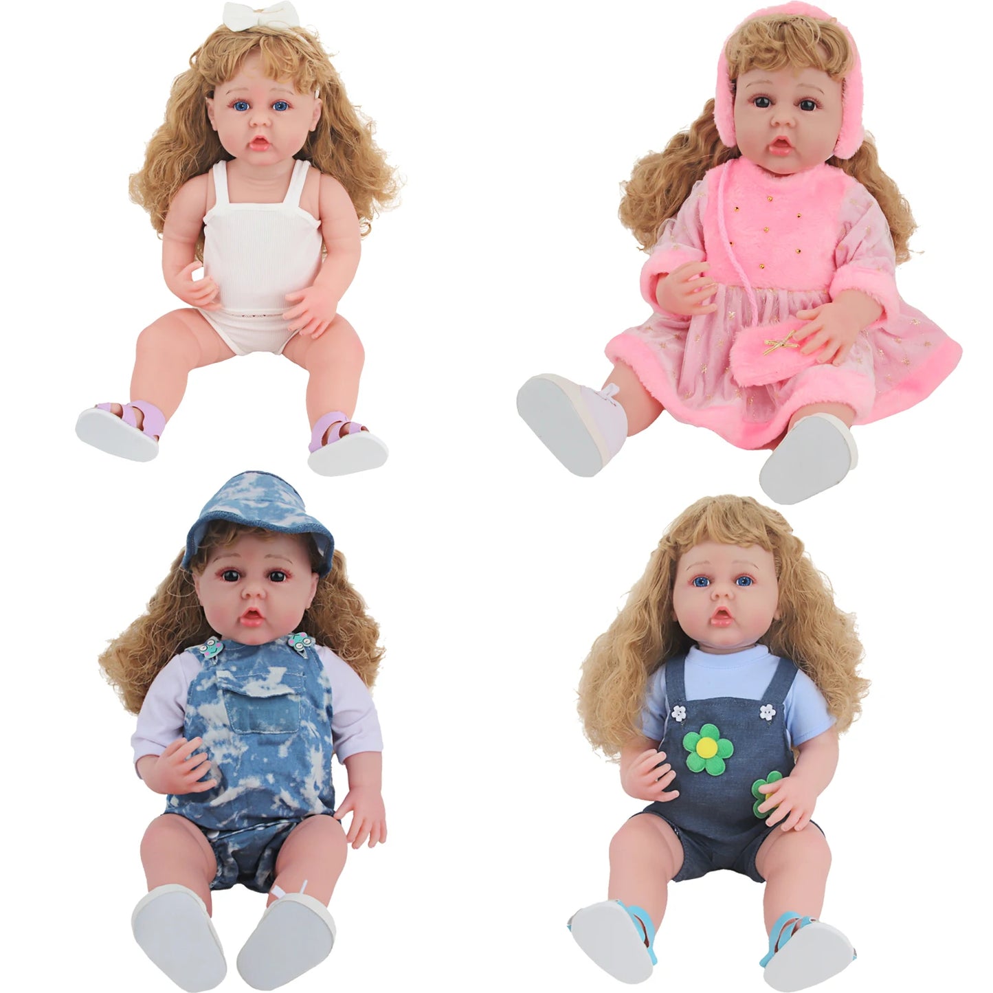 55CM 22 Inches Baby Reborn Girl Doll Full Body Soft Silicone Cute Newborn Dolls With Shoes,Clothes Girl's Best Gift Festival Toy