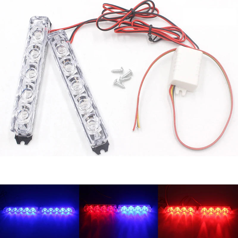 5/6LED 12V Police Strobe Light Flashing Warning Rear Brake Signal LED Lights Auto Ambulance Flash light Emergency Parking Lamp