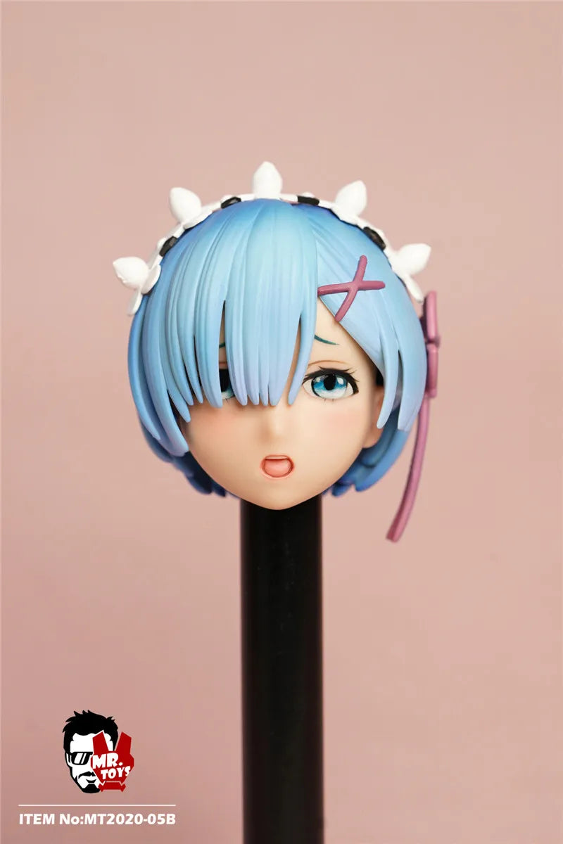 In Stock MR.TOYS MT2020-05 1/6 Anime Girl Rem Ram Maid Delicate Head Sculpture Maid Attire Model Fit 12'' Female Action Figure