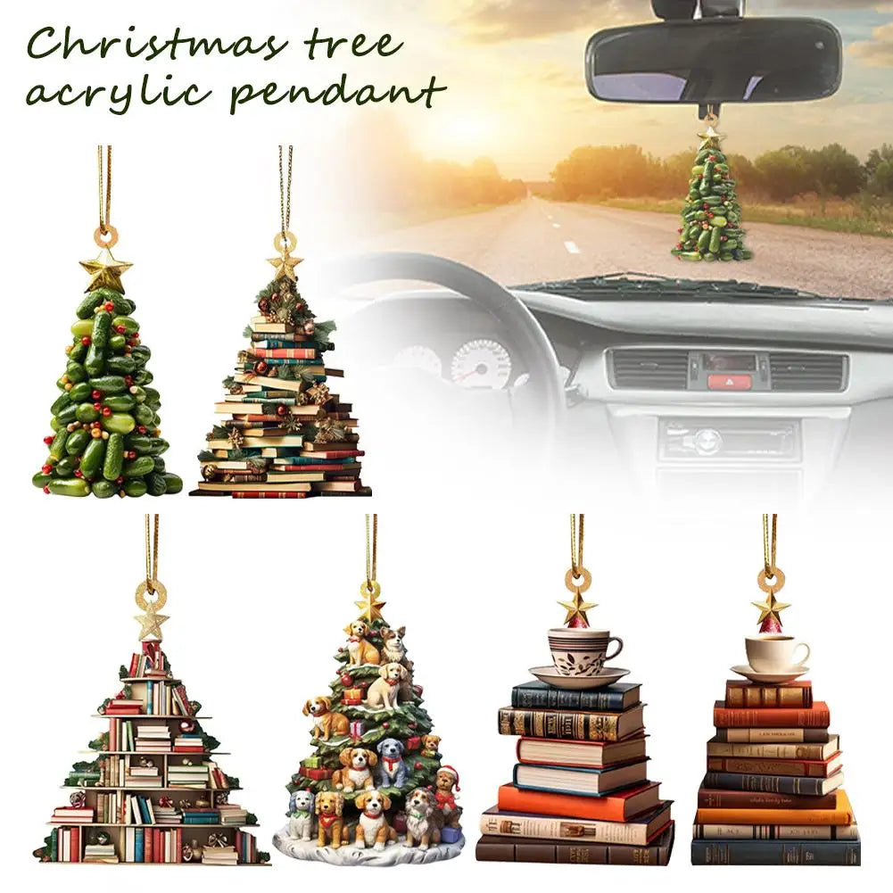 3d Bookshelf Christmas Pendant Flat Printing Book Dogs Diy Xmas Gifts Tree Hanging Crafts Window New Year Drop Dec W0g8