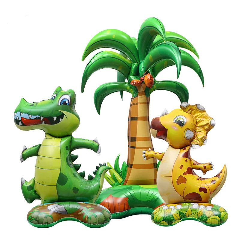 Huge 4D Standing Animals Balloon Jungle Safari Cartoon Dinosaur Crocodile Ballon Kids Boys Happy Dino Theme Birthday Party Decor