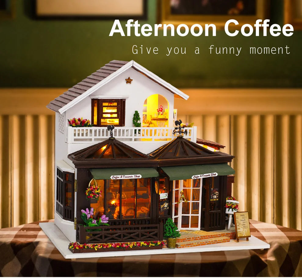 DIY Dollhouse Wooden doll Houses Miniature Doll House Furniture Kit Casa Music Led Toys for Children Birthday Gift