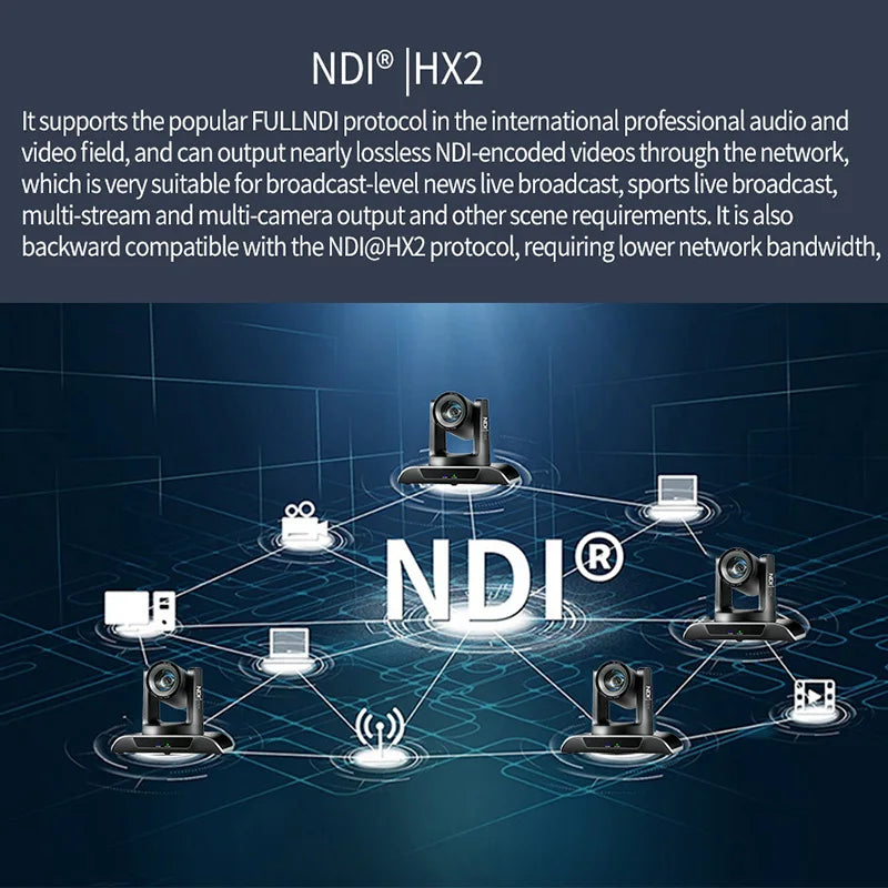 NDI PTZ Camera SDI HDMI IP Camera  Full 1080P60fps AI Tracking 12/20/30x Optical Zoom POE + Church live streaming recording